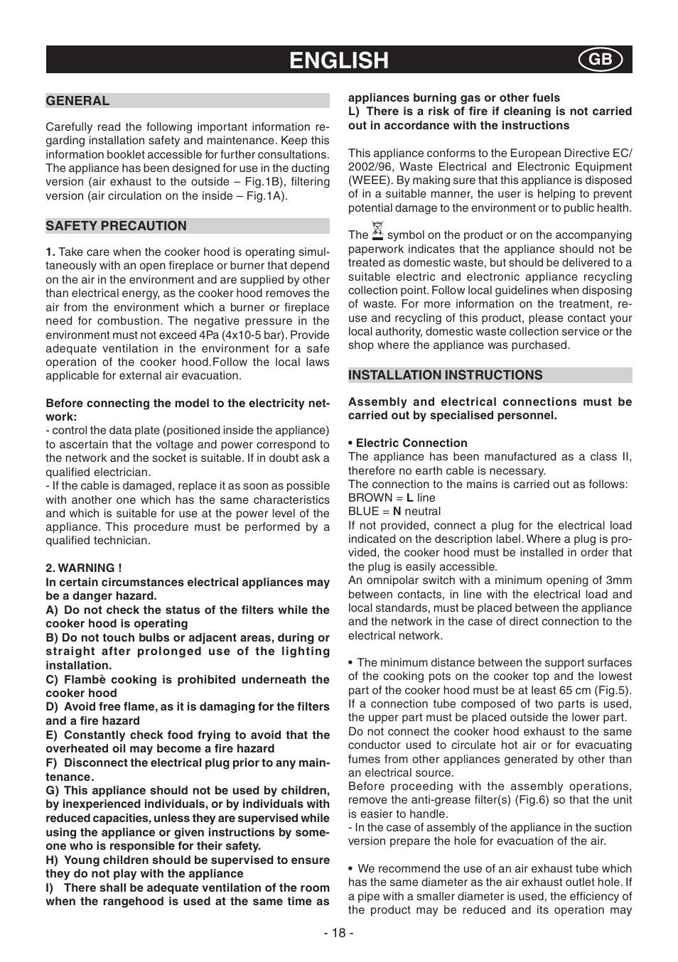English | Candy CVM 95L X User Manual | Page 18 / 64