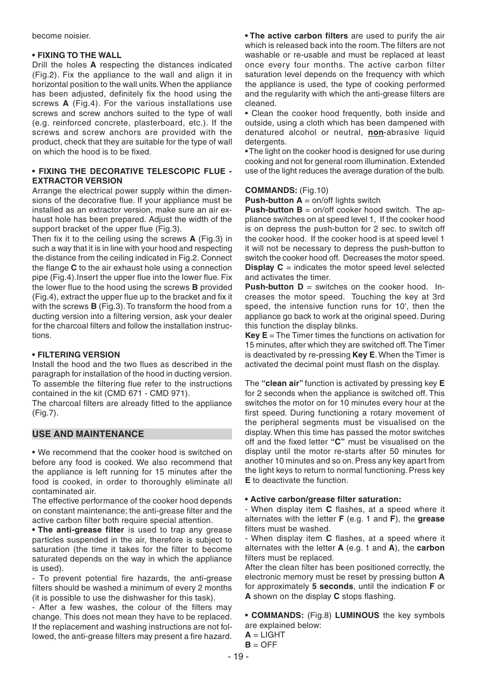 Candy CVM 95L X User Manual | Page 19 / 64