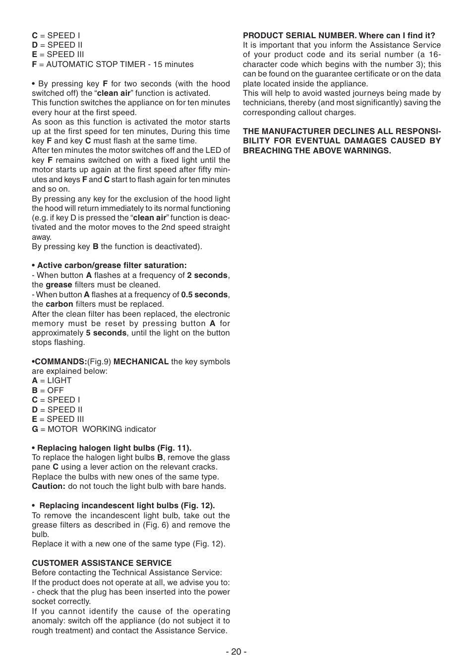 Candy CVM 95L X User Manual | Page 20 / 64