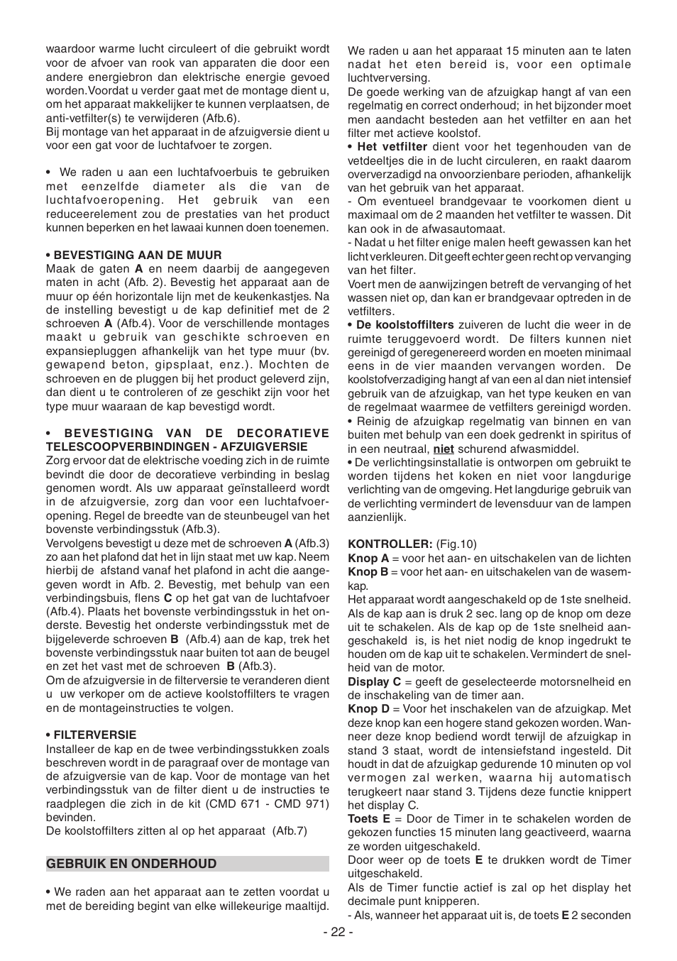 Candy CVM 95L X User Manual | Page 22 / 64