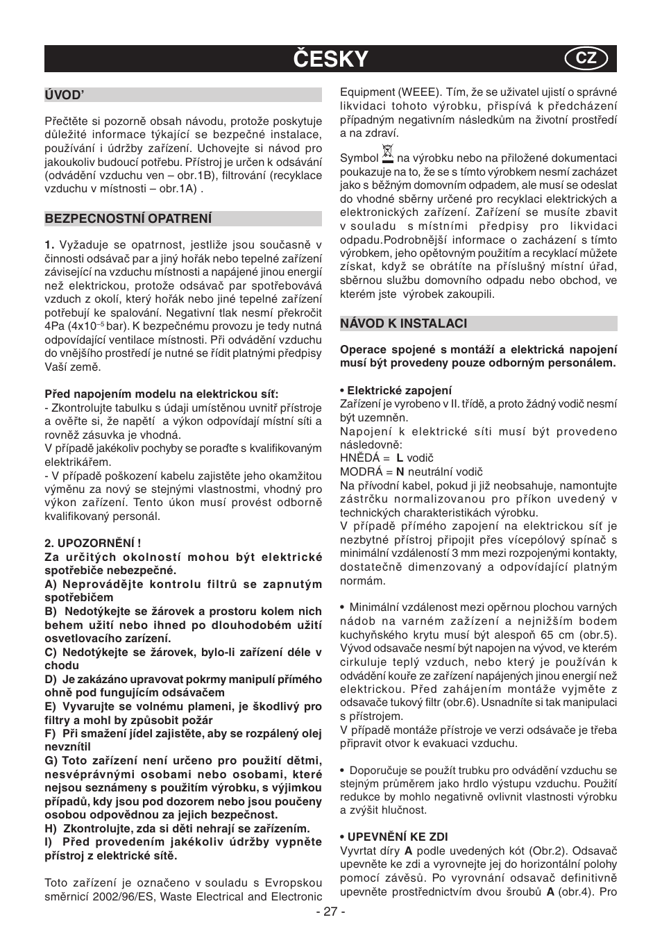 Polsc, Česky | Candy CVM 95L X User Manual | Page 27 / 64