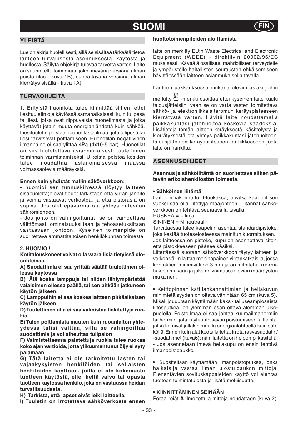 Suomi | Candy CVM 95L X User Manual | Page 33 / 64