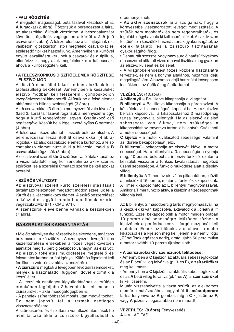 Candy CVM 95L X User Manual | Page 40 / 64