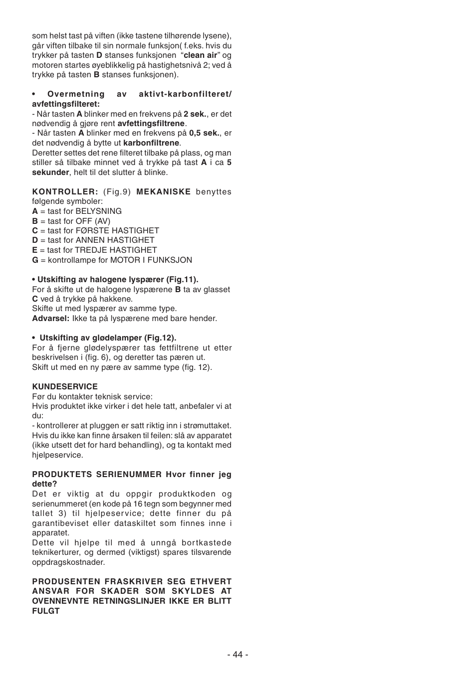 Candy CVM 95L X User Manual | Page 44 / 64