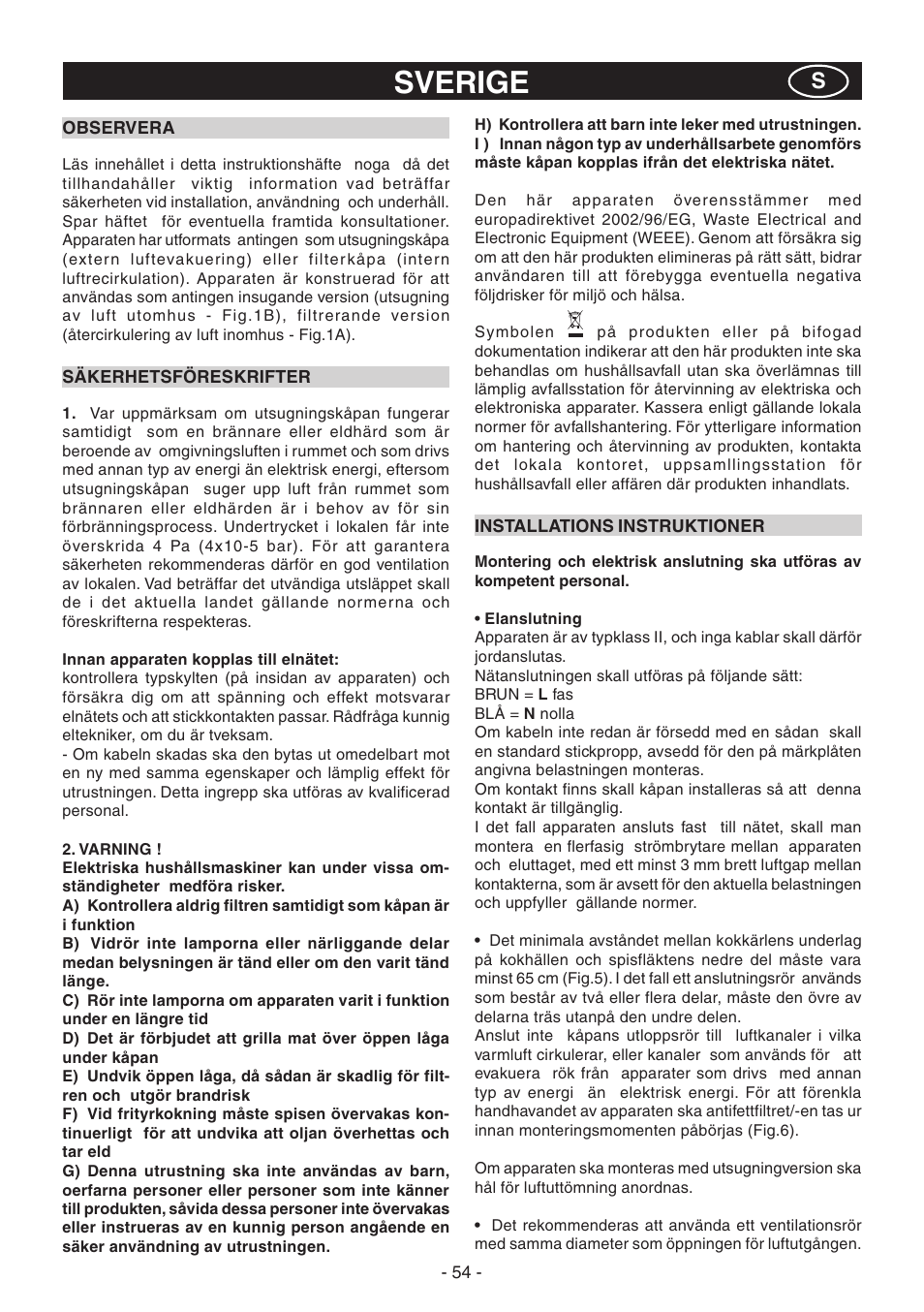 Sverige | Candy CVM 95L X User Manual | Page 54 / 64