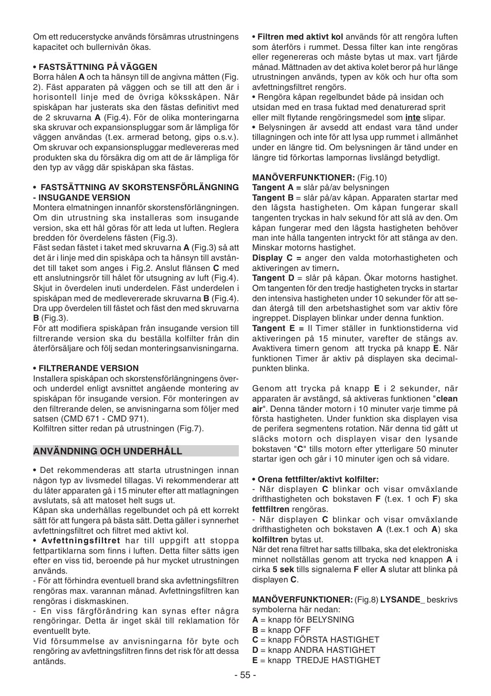 Candy CVM 95L X User Manual | Page 55 / 64