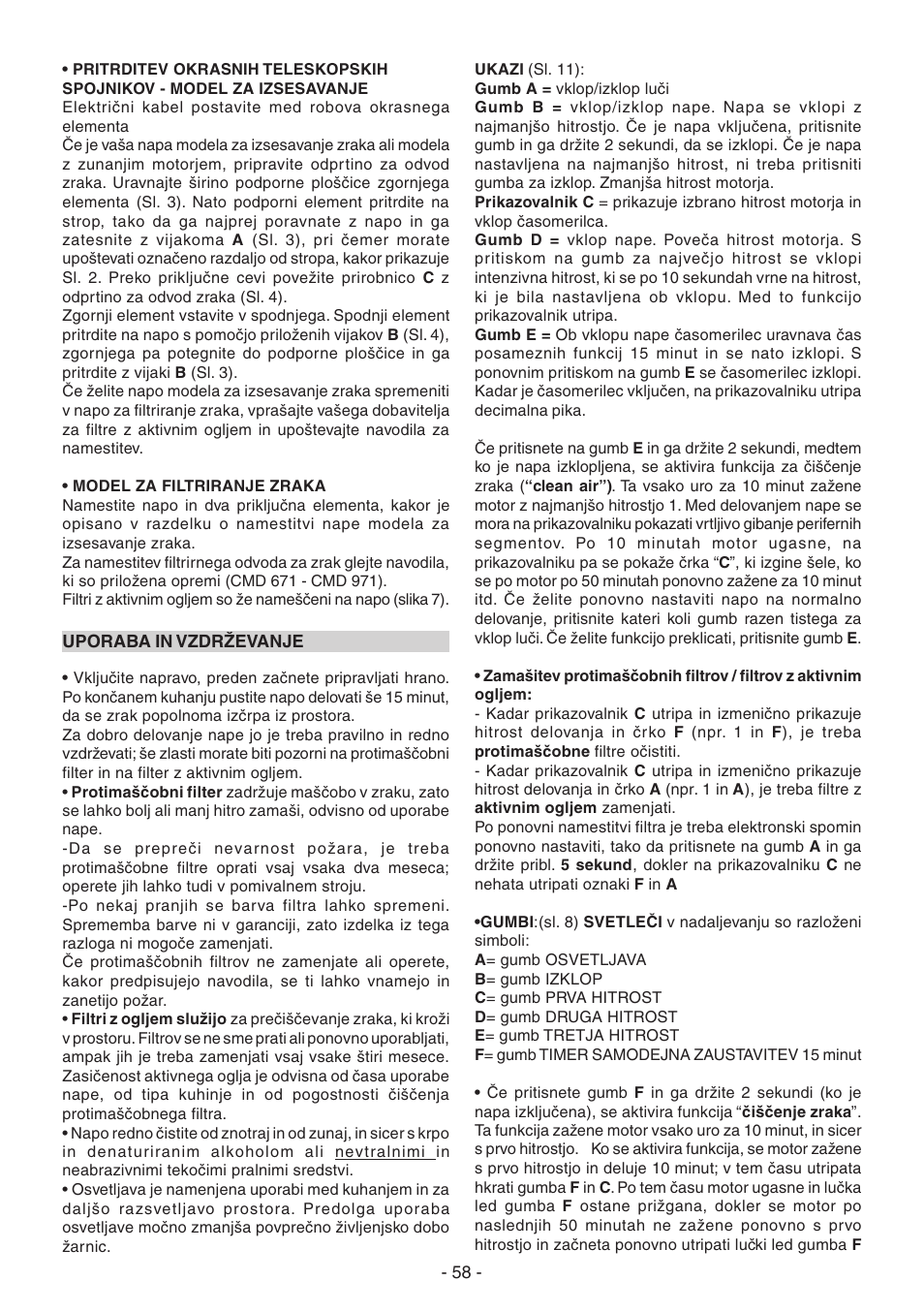 Candy CVM 95L X User Manual | Page 58 / 64