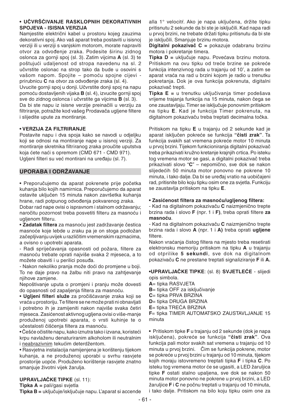 Candy CVM 95L X User Manual | Page 61 / 64