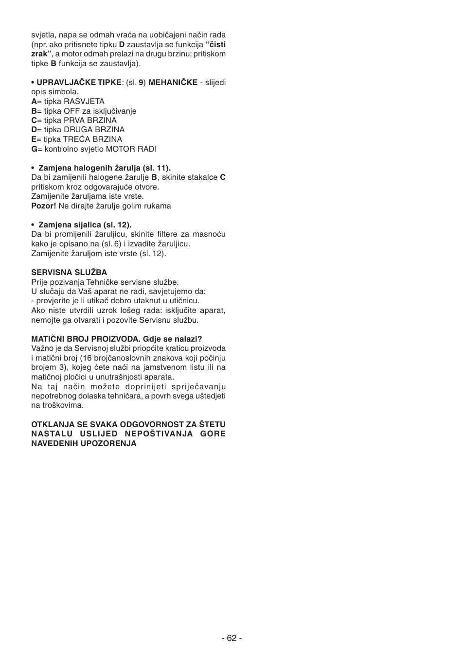 Candy CVM 95L X User Manual | Page 62 / 64