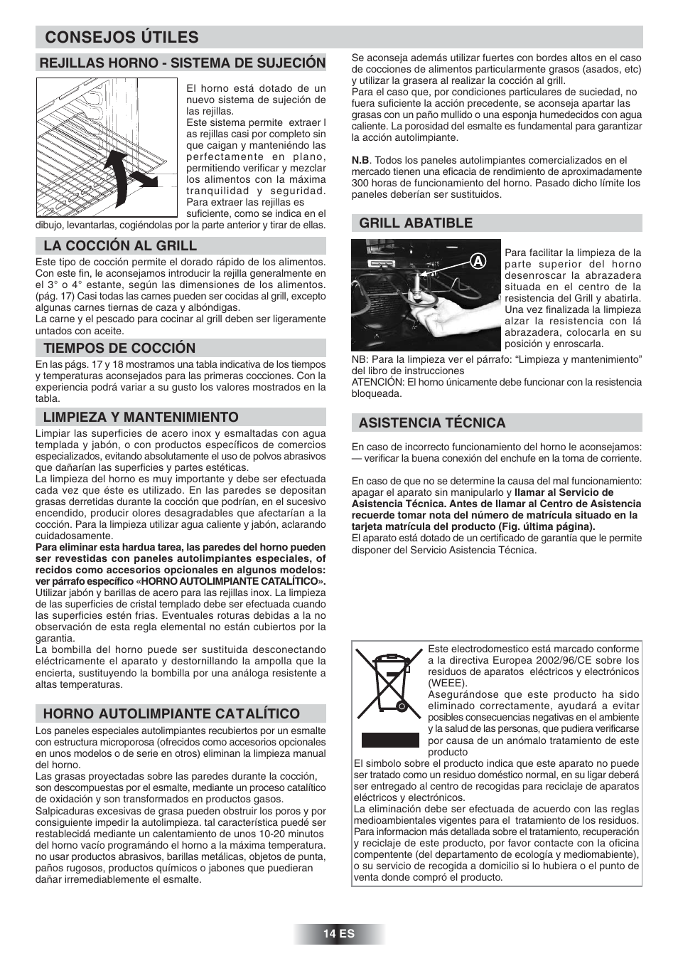 Consejos útiles | Candy FNP 827 X User Manual | Page 15 / 50