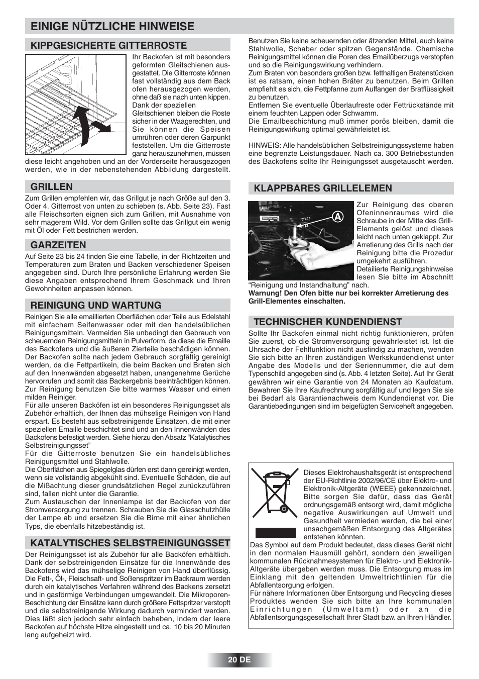 Einige nützliche hinweise | Candy FNP 827 X User Manual | Page 21 / 50