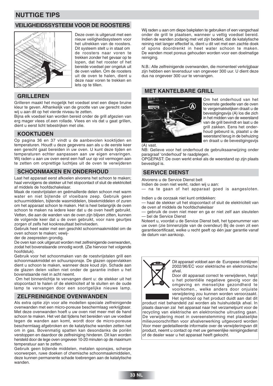 Nuttige tips | Candy FNP 827 X User Manual | Page 34 / 50