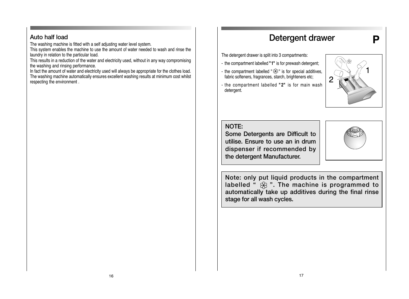 Detergent drawer | Candy EVO 1682D-80 User Manual | Page 9 / 17