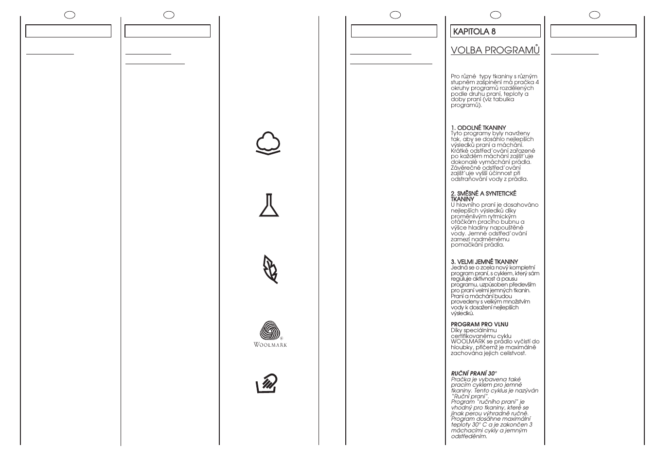 Selection, Programm/ temperaturwahl, Selezione programmi | Volba programå | Candy CMF 105 User Manual | Page 24 / 41