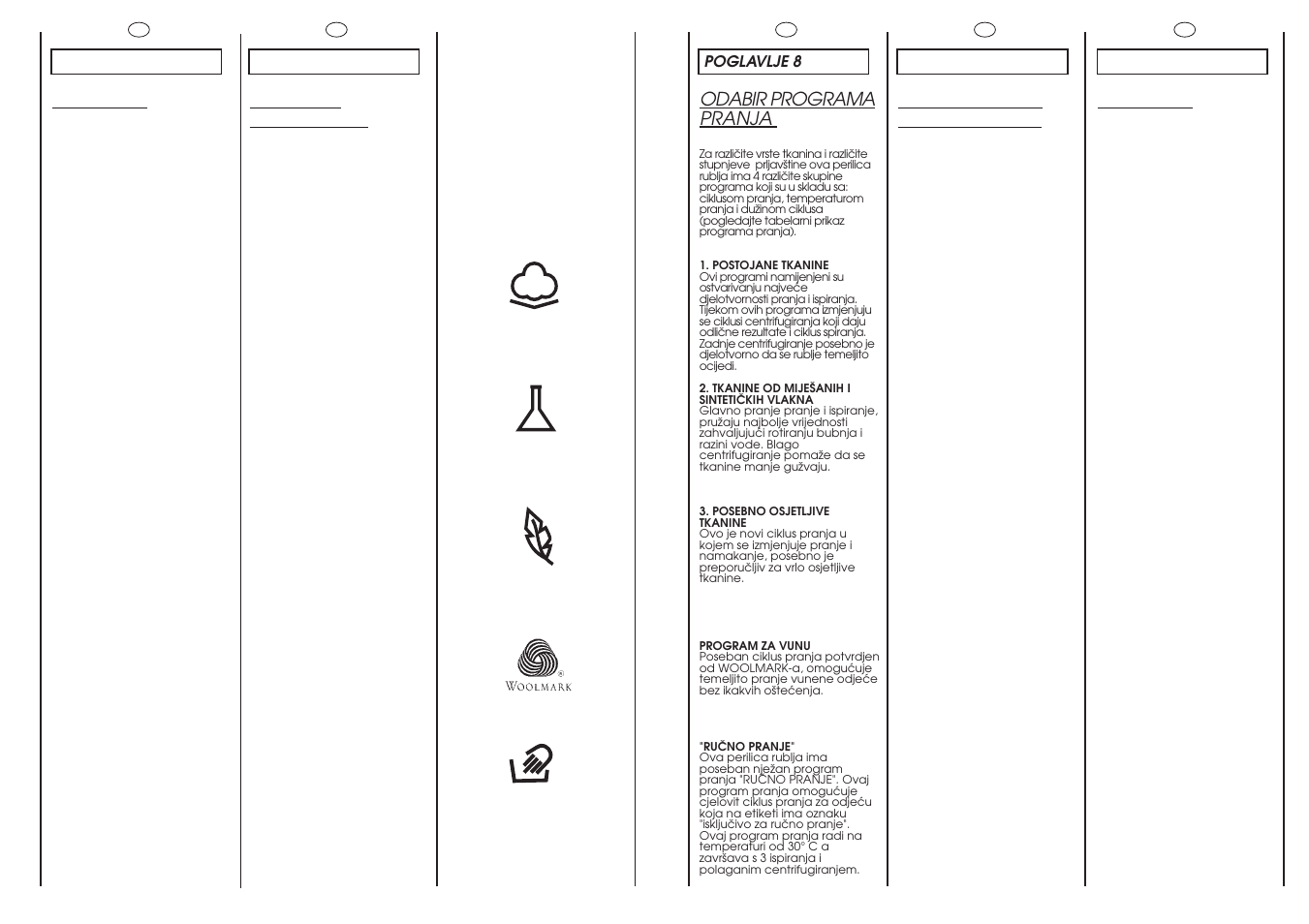 Selection, Selezione programmi, Odabir programa pranja | Selectionarea programelor | Candy CM F085-03S User Manual | Page 24 / 41