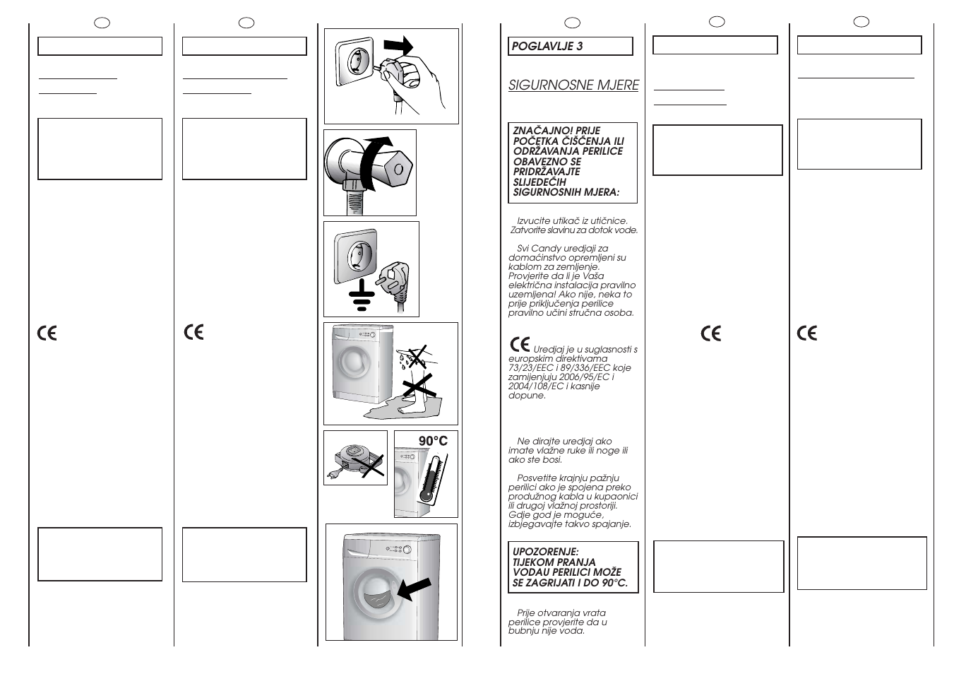 Prescrizioni di sicurezza, Mesures de securite, Safety measures | Sigurnosne mjere, Masuri de securitate | Candy CM F085-03S User Manual | Page 6 / 41