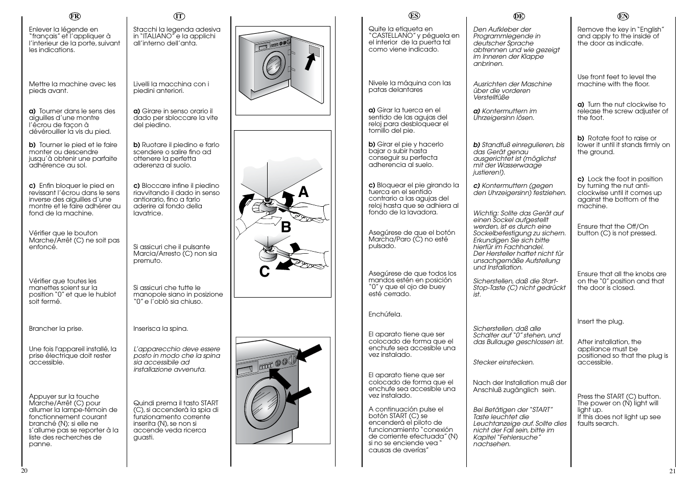 Ab c | Candy ICL 80 T User Manual | Page 11 / 33