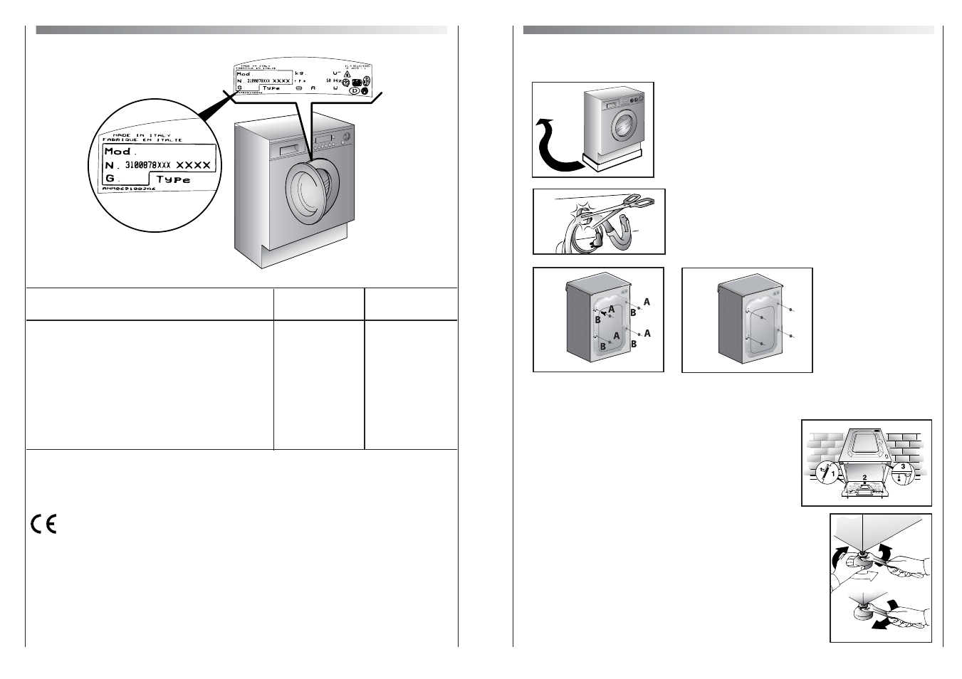 Technical data, Setting up + installation | Candy CWB 714-80S User Manual | Page 14 / 17