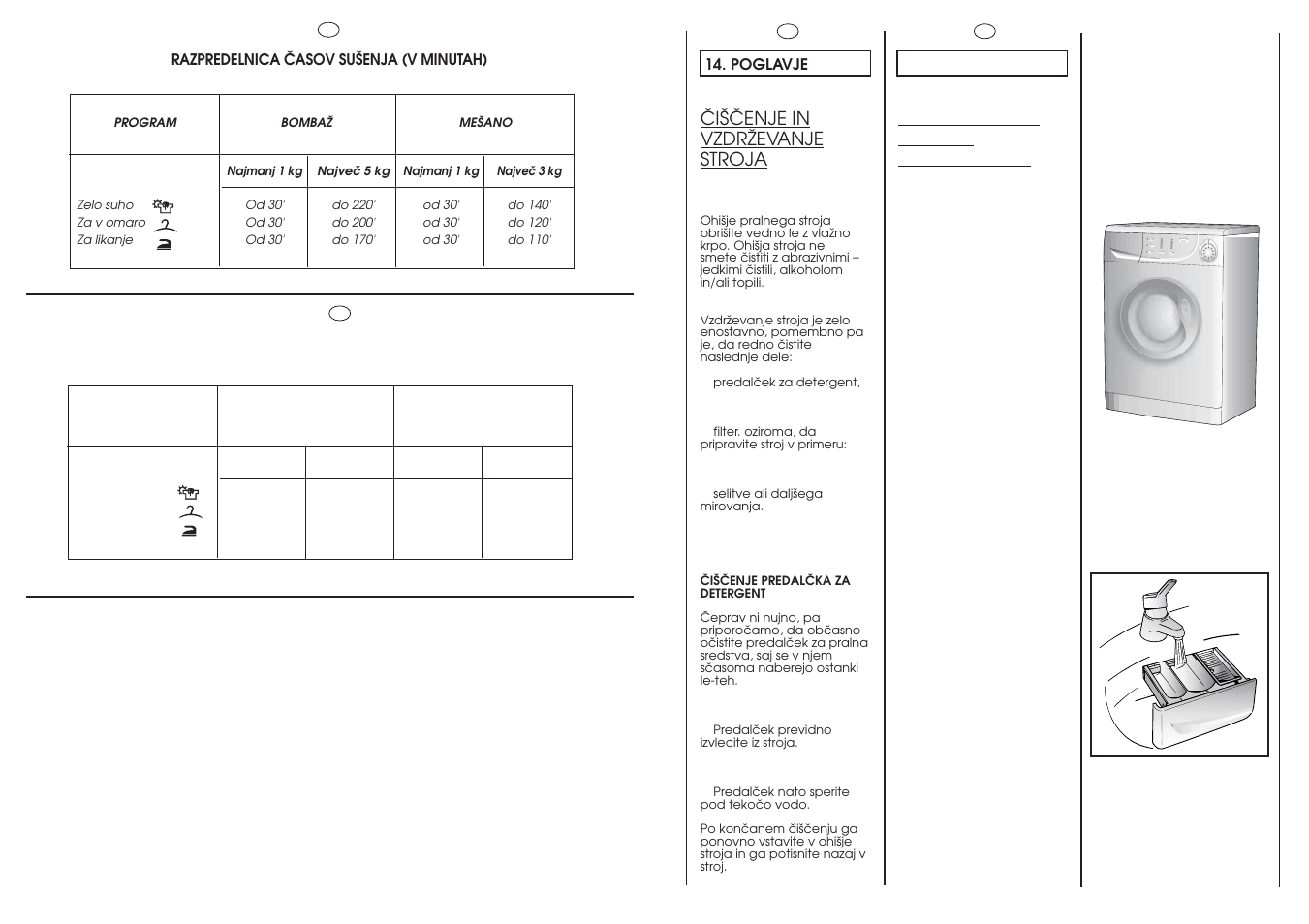 Cleaning and routine maintenance, Âi·âenje in vzdrîevanje stroja | Candy CLD135-86S User Manual | Page 21 / 25
