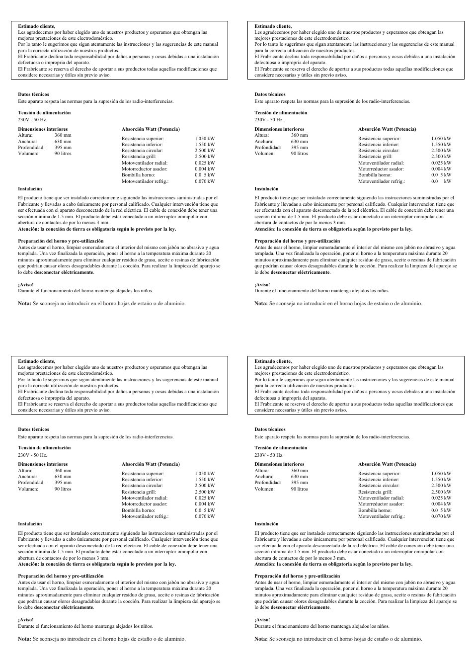 Candy FP 319 X User Manual | Page 52 / 90