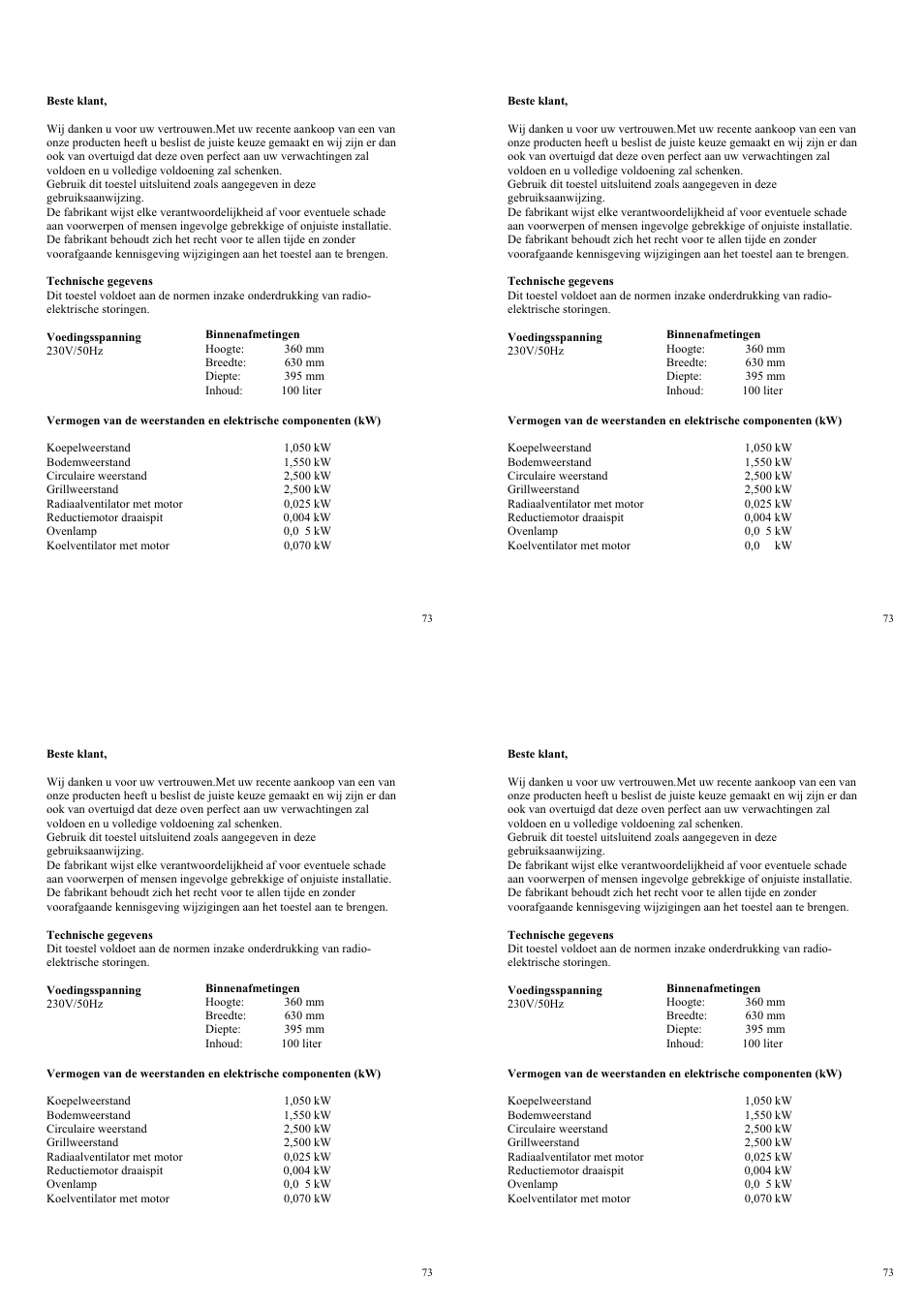 Candy FP 319 X User Manual | Page 75 / 90