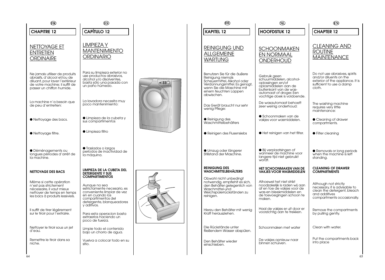 Nettoyage et entretien ordinaire, Reinigung und allgemeine wartung, Cleaning and routine maintenance | Schoonmaken en normaal onderhoud, Limpieza y mantenimiento ordinario | Candy CO 126F__L1-S User Manual | Page 33 / 41