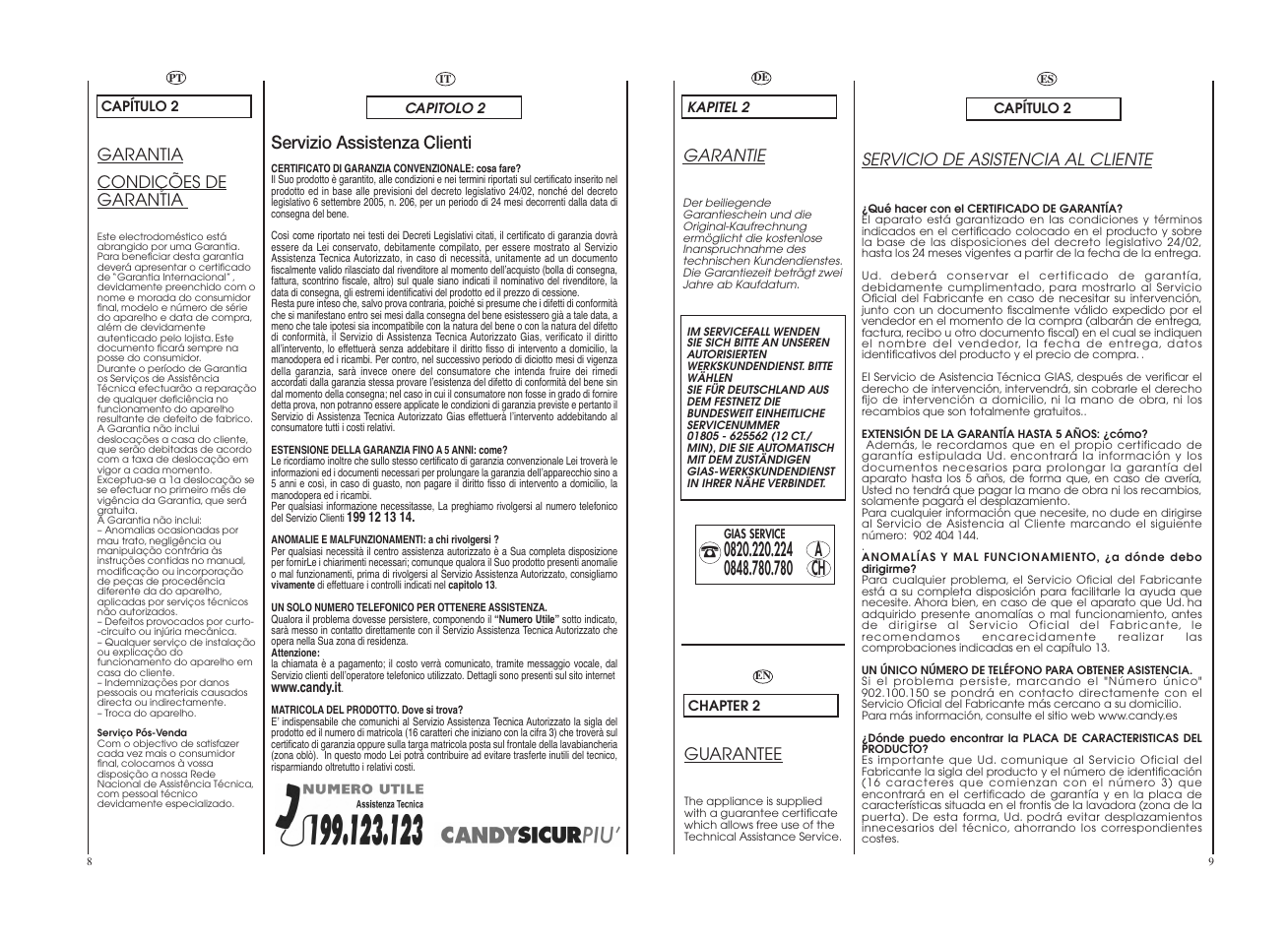 Servizio assistenza clienti | Candy GO 12102D-37 User Manual | Page 5 / 41