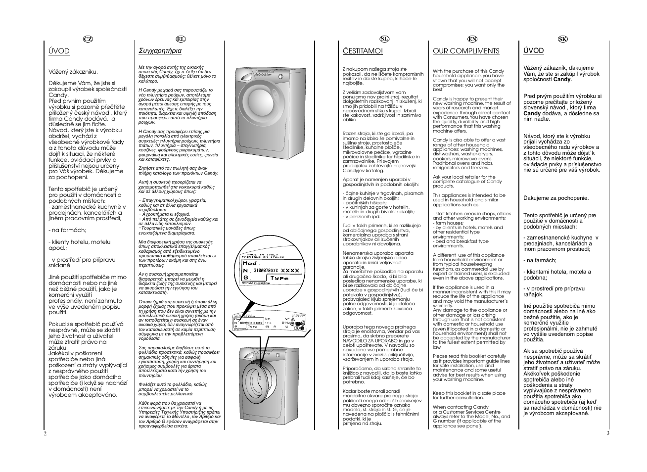 Úvod, Our compliments, Âestitamo | Candy GO4 1262D__L1-S User Manual | Page 2 / 41