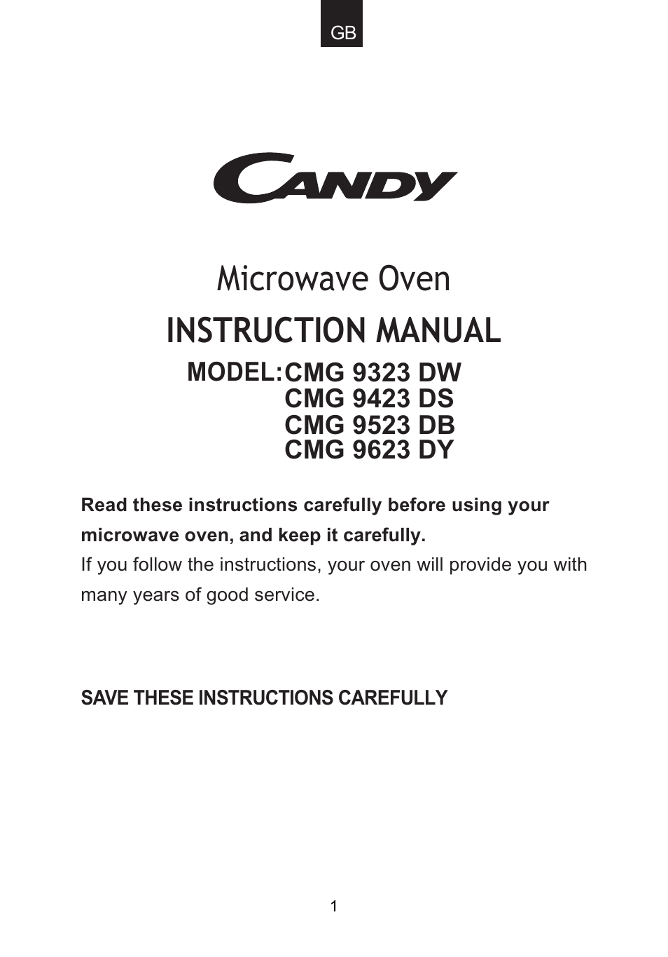 Microwave oven, Instruction manual, Model | Cmg 9323 dw | Candy CMG 9623 DY User Manual | Page 2 / 103