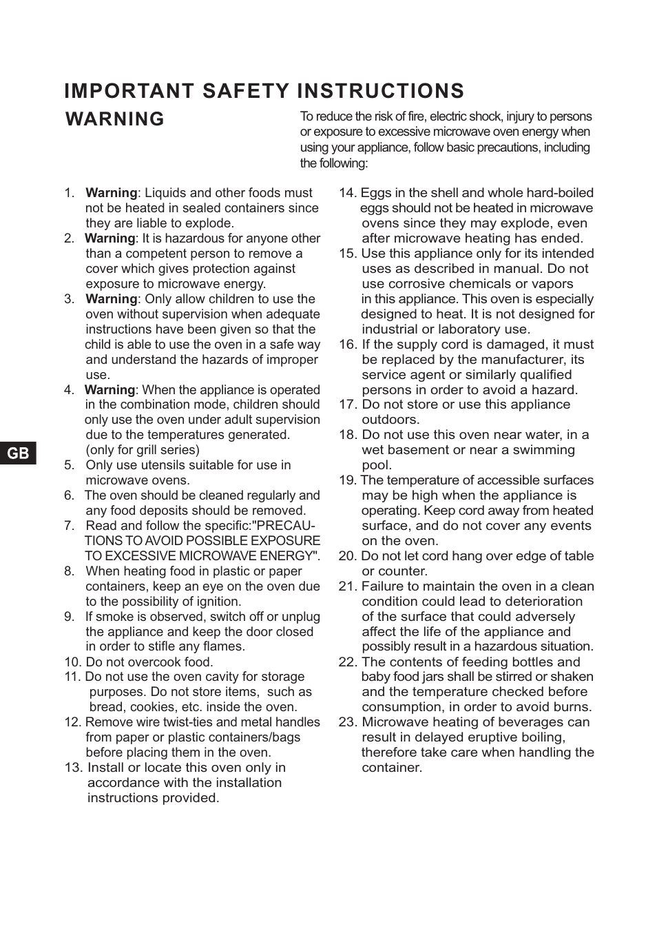 Important safety instructions, Warning | Candy CMC 2898 DS User Manual | Page 4 / 90