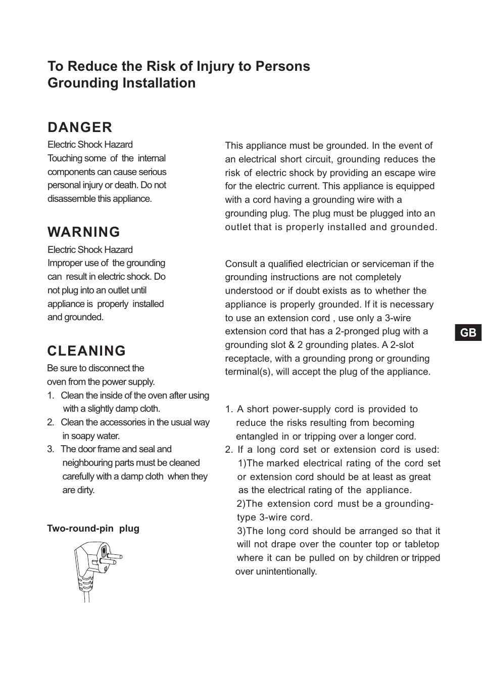 Danger, Warning | Candy CMC 2898 DS User Manual | Page 5 / 90