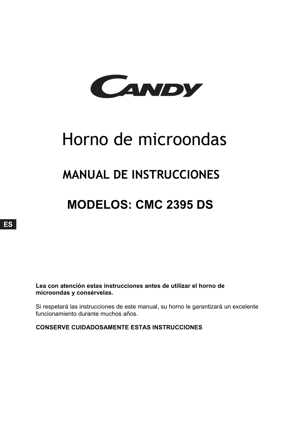 Horno de microondas, Manual de instrucciones modelos: cmc 2395 ds | Candy CMC 2898 DS User Manual | Page 60 / 90