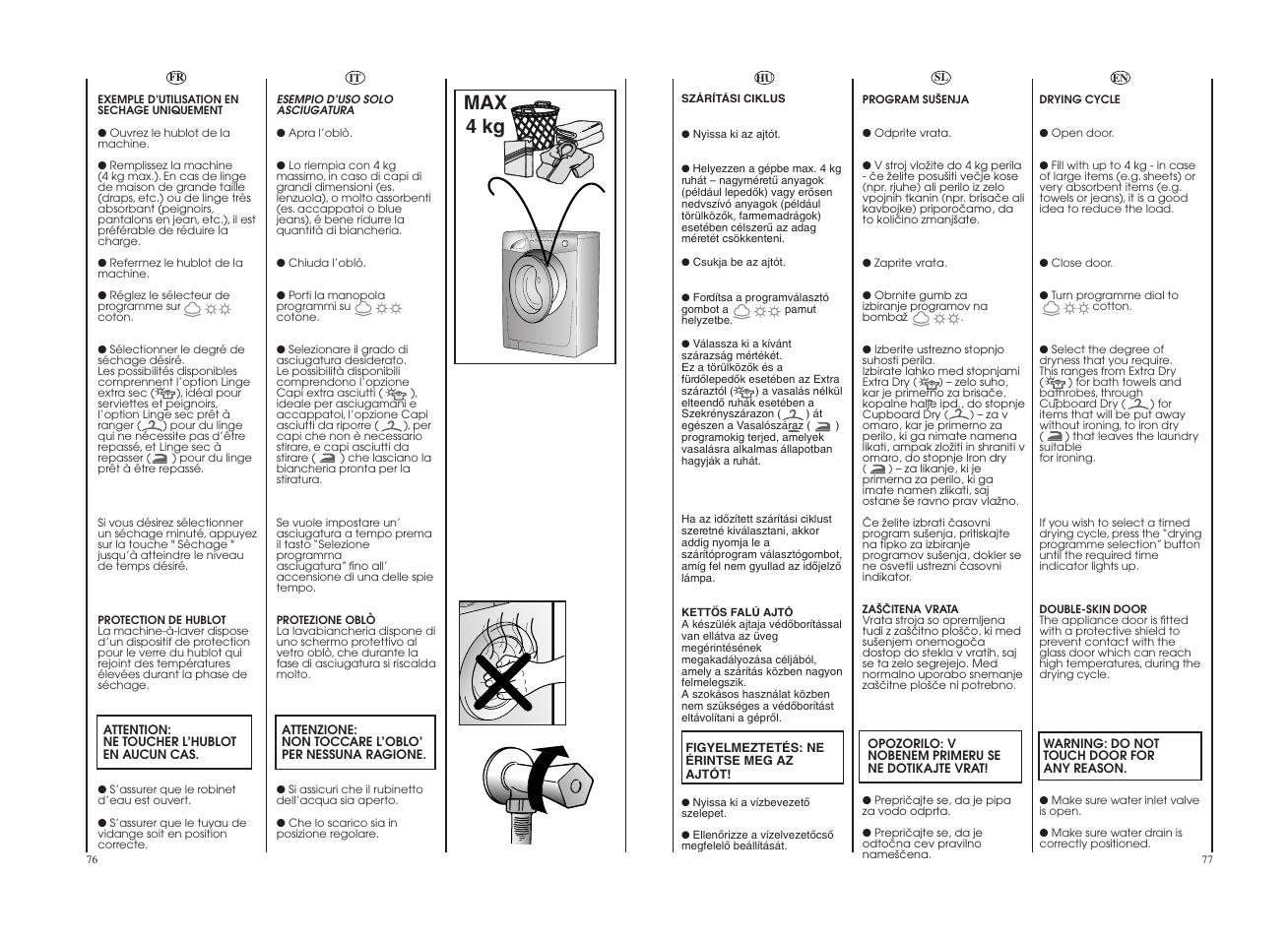 Max 4 kg | Candy GO W164-10S User Manual | Page 39 / 49