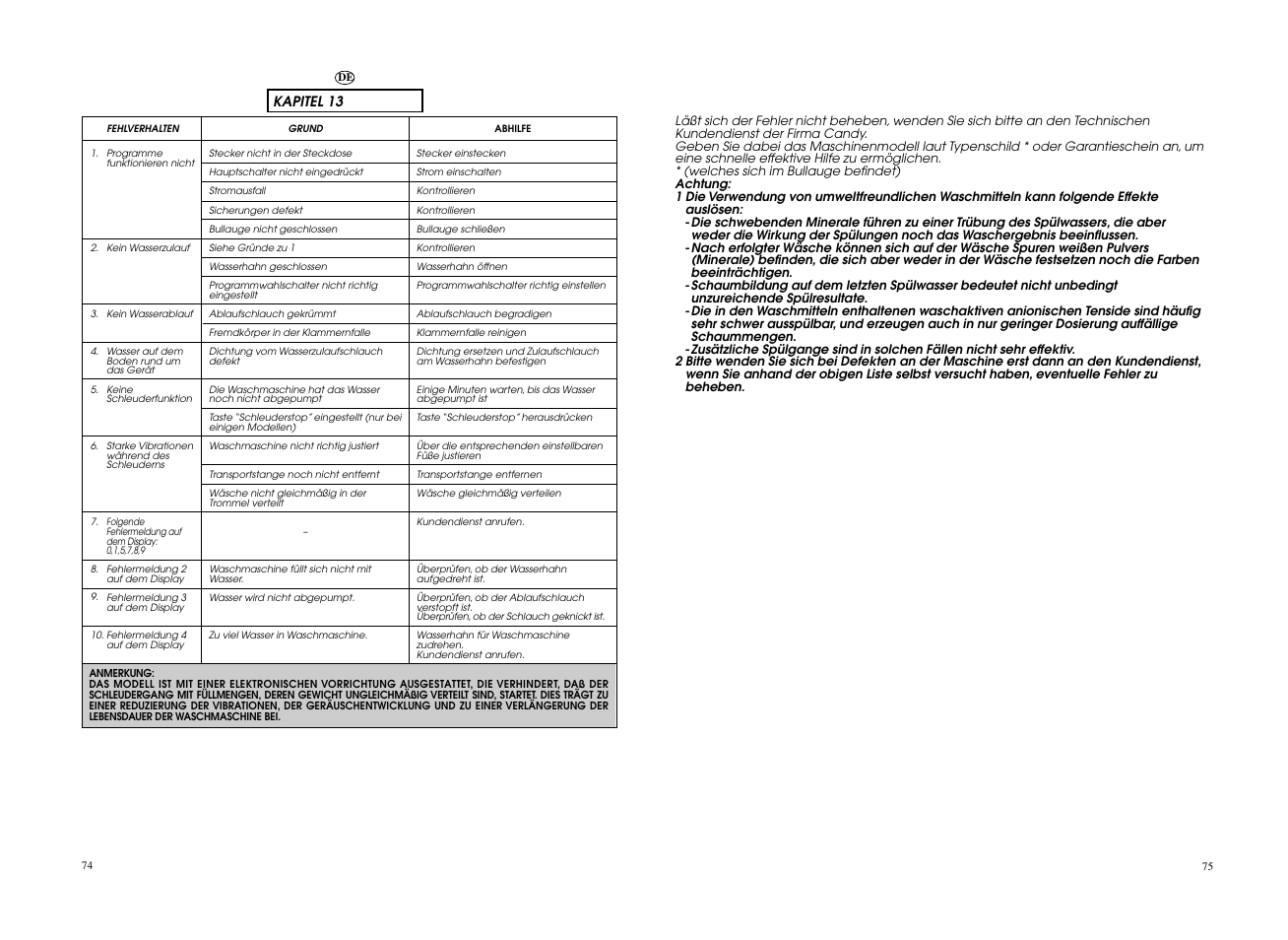 Candy GO4 127DF__L1-S User Manual | Page 38 / 41