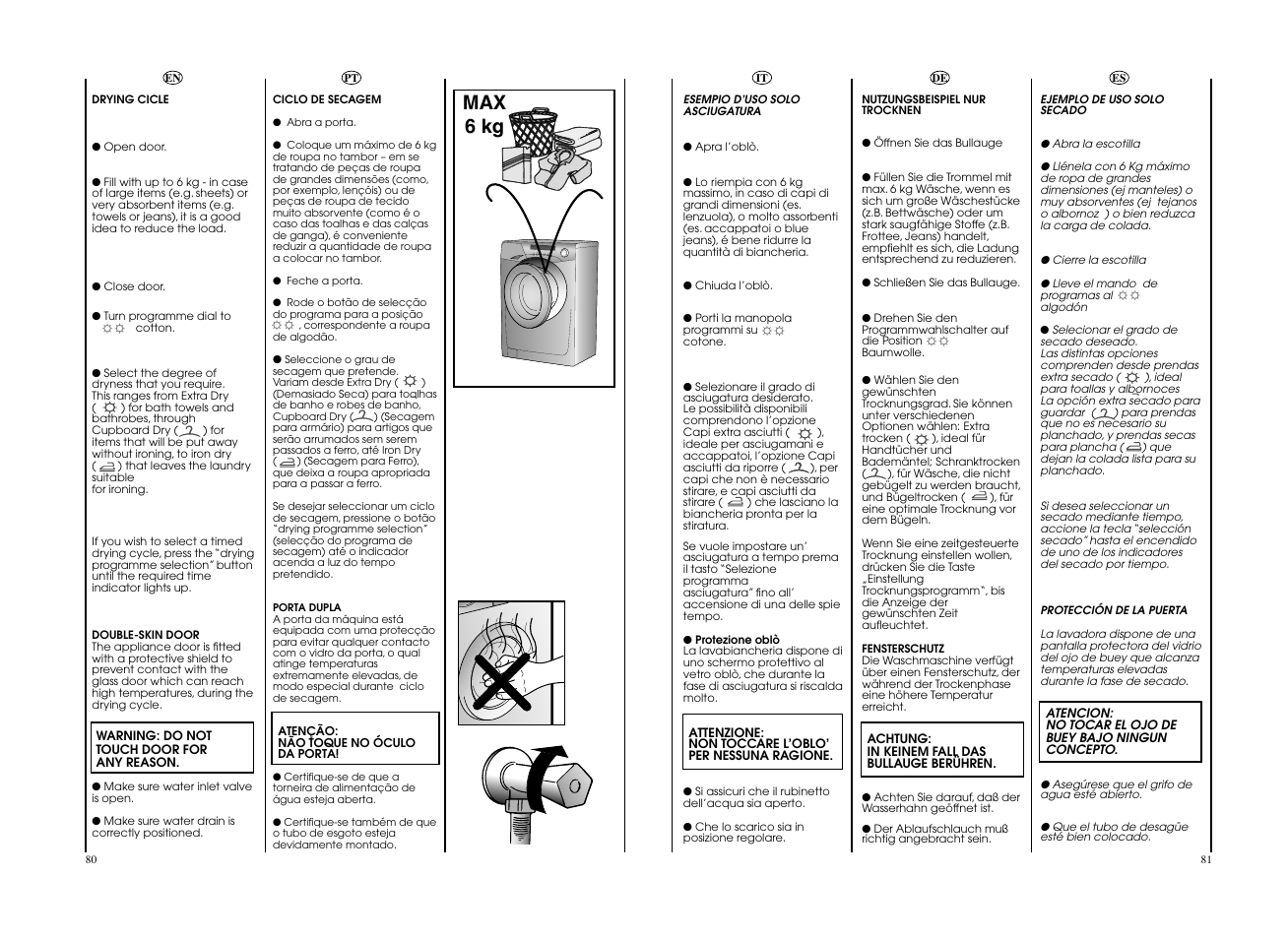 Max 6 kg | Candy EVOW 4963D-37 User Manual | Page 41 / 53