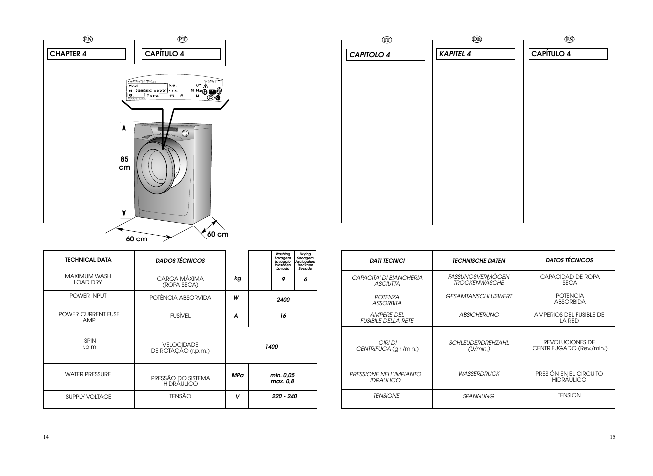 Candy EVOW 4963D-37 User Manual | Page 8 / 53