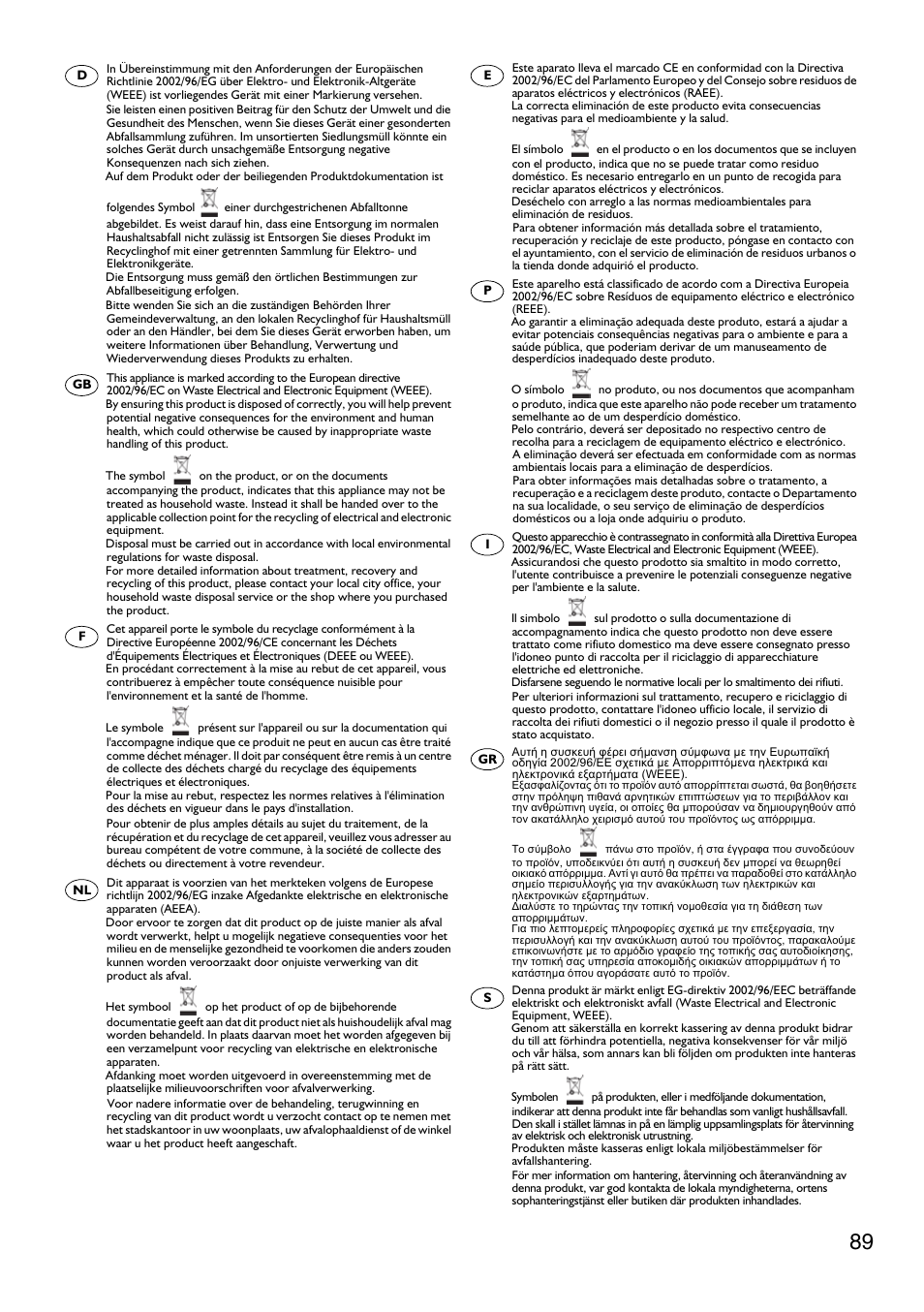 Candy PC PSL 750 SX User Manual | Page 91 / 94