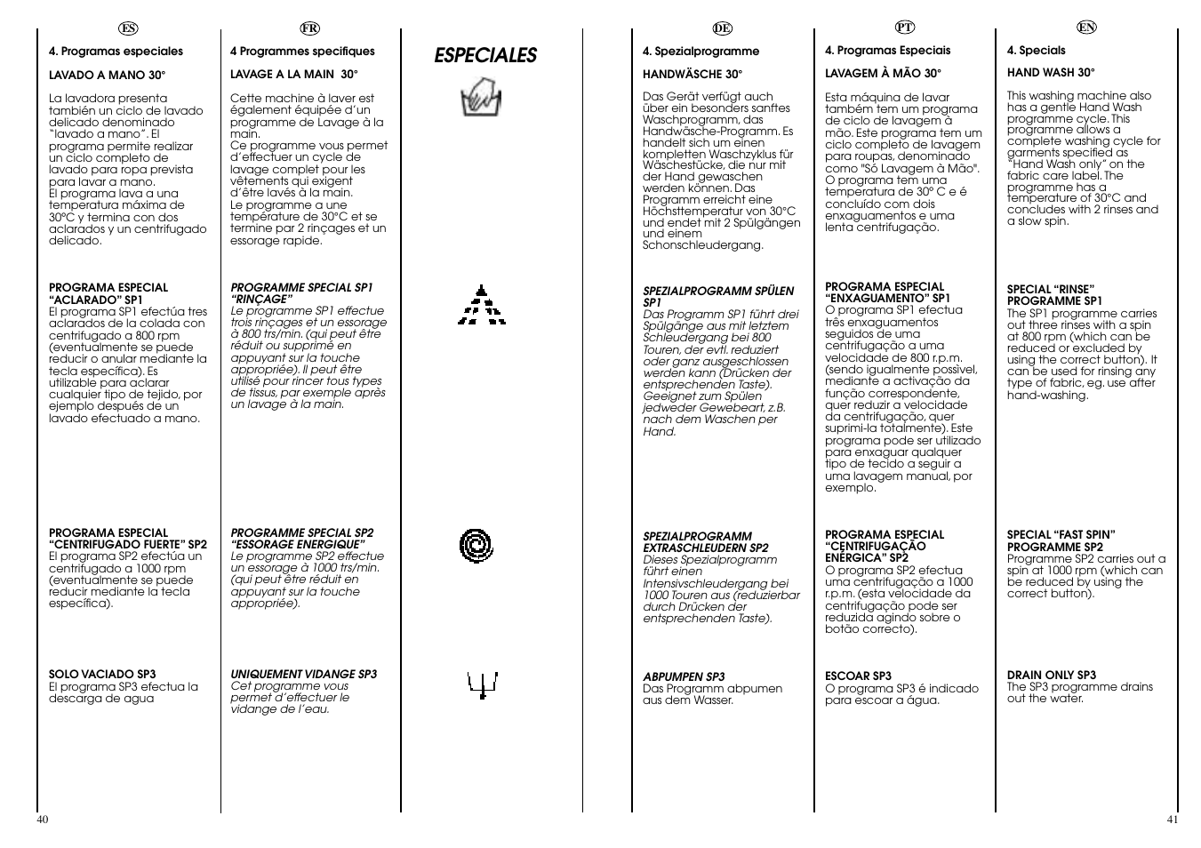Especiales | Candy ACTIVA SMART 106 ES User Manual | Page 21 / 37