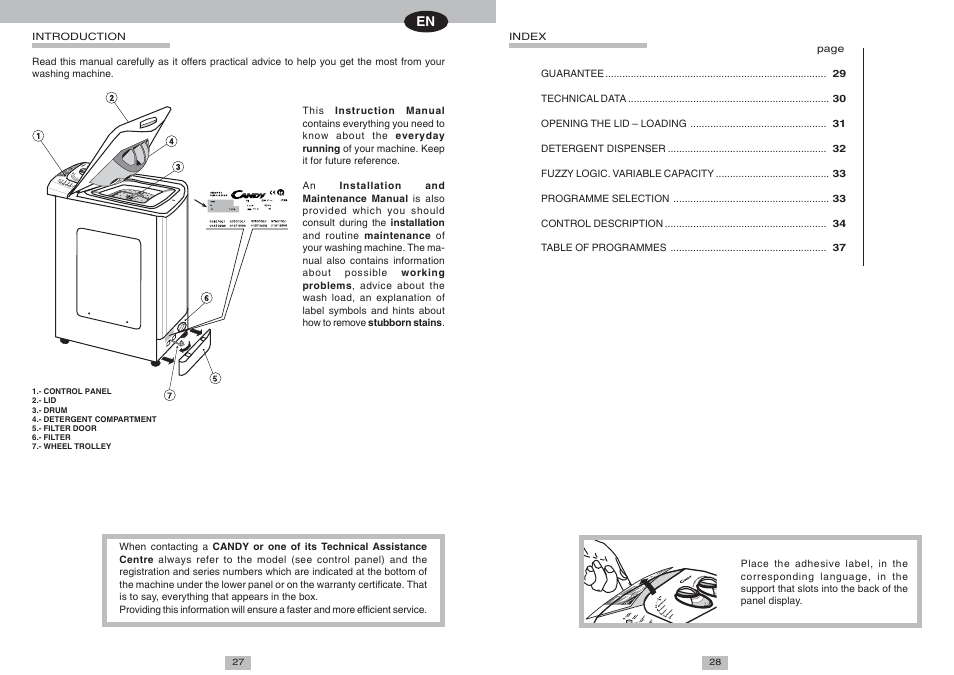 Candy CTL 85 TV ES User Manual | 6 pages