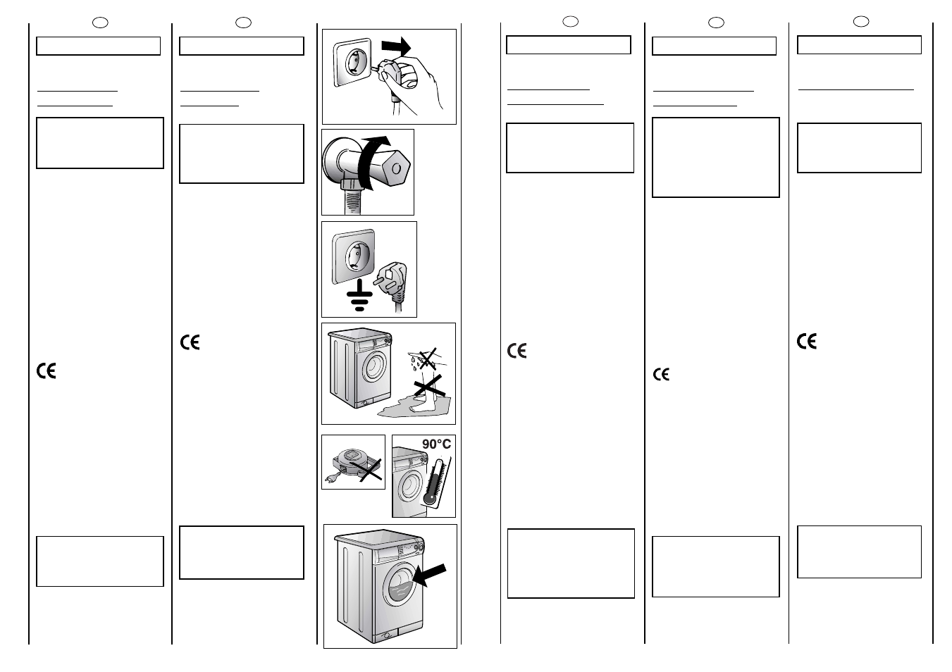 Safety measures, Sicherheits- vorschriften, Normas de seguridad | Instruções de segurança, Mesures de securite | Candy CBL 96 ES MIRO User Manual | Page 6 / 37