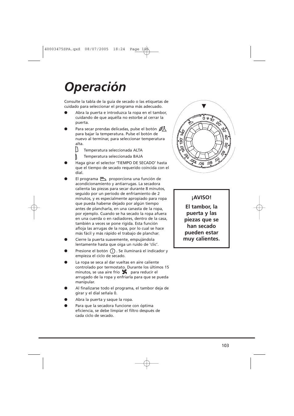 Operación | Candy AB CV1 16- SY User Manual | Page 103 / 152