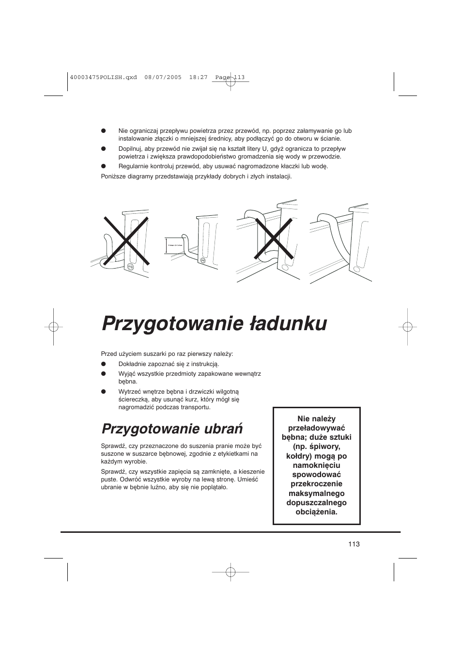 Przygotowanie ładunku, Przygotowanie ubrań | Candy AB CV1 16- SY User Manual | Page 113 / 152
