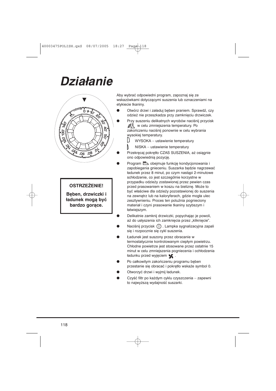 Działanie | Candy AB CV1 16- SY User Manual | Page 118 / 152
