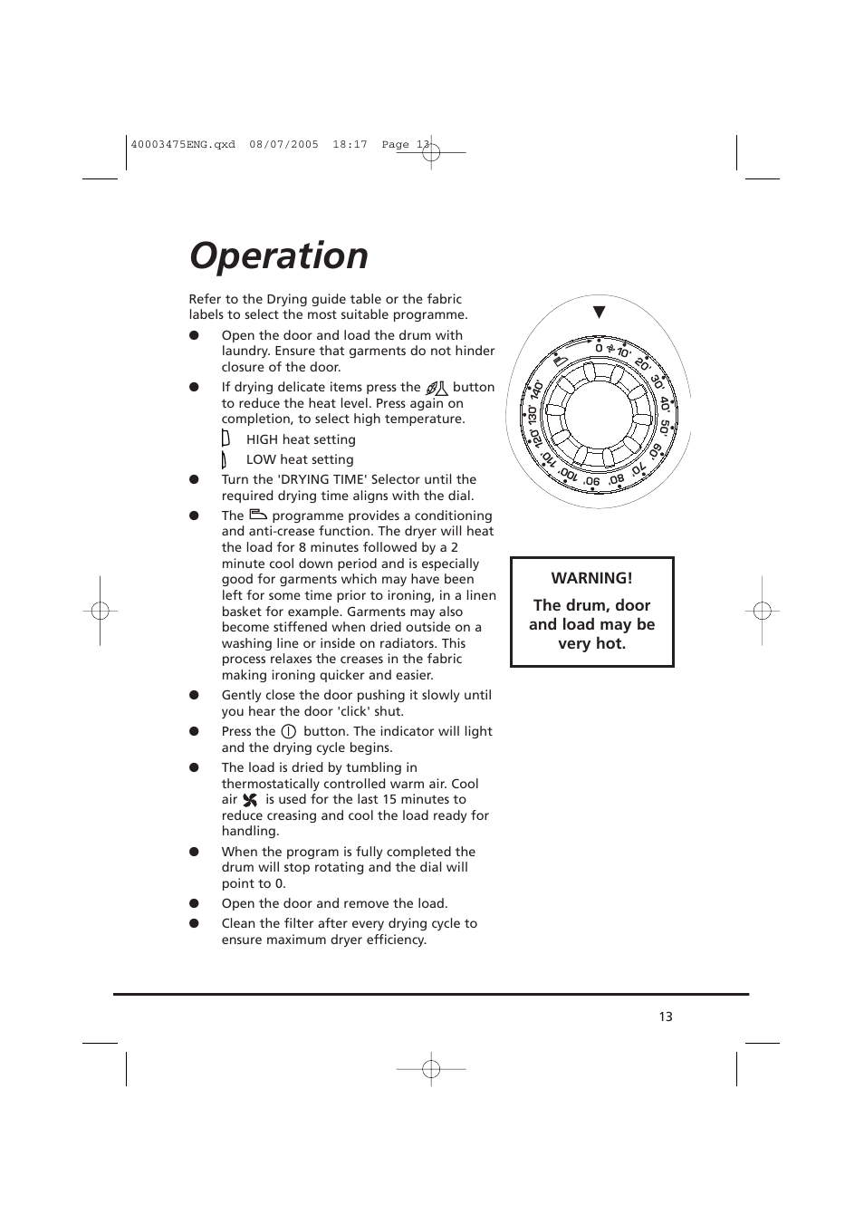 Operation | Candy AB CV1 16- SY User Manual | Page 13 / 152