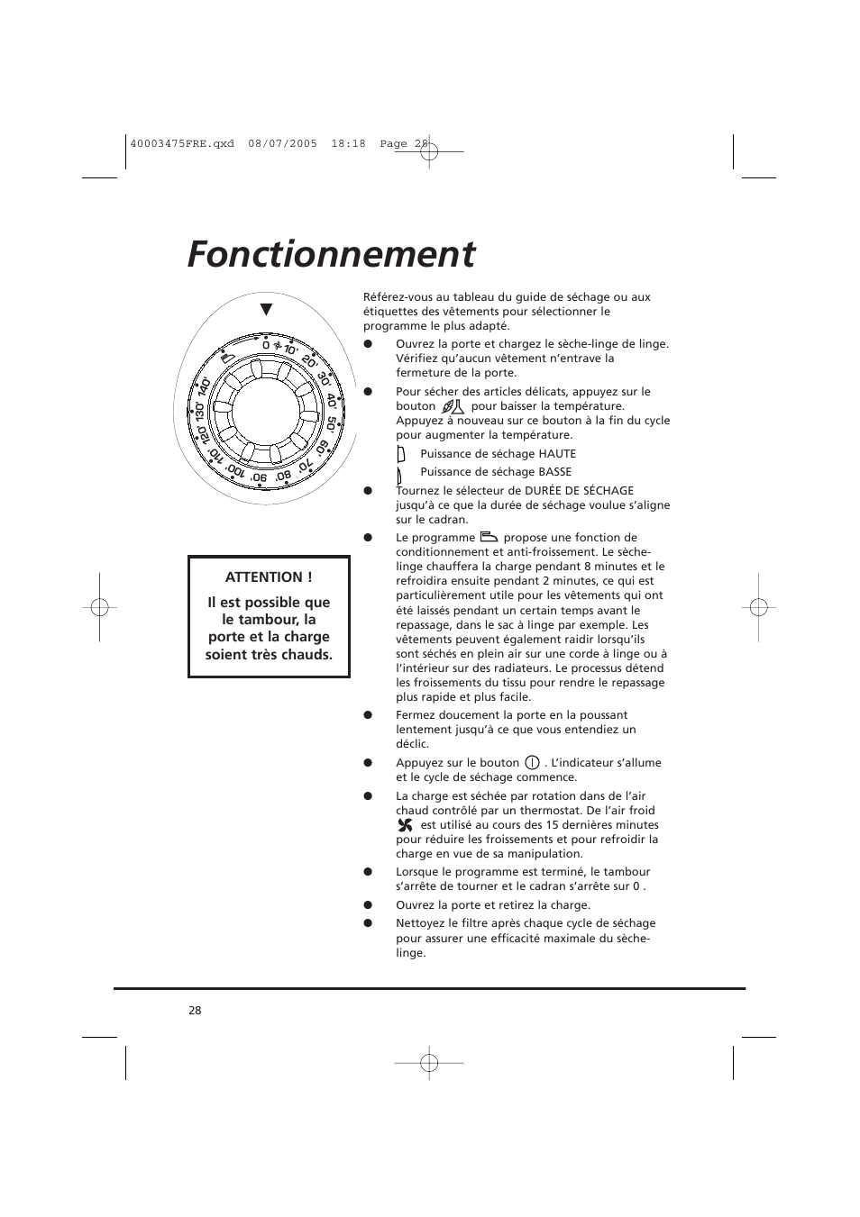 Fonctionnement | Candy AB CV1 16- SY User Manual | Page 28 / 152