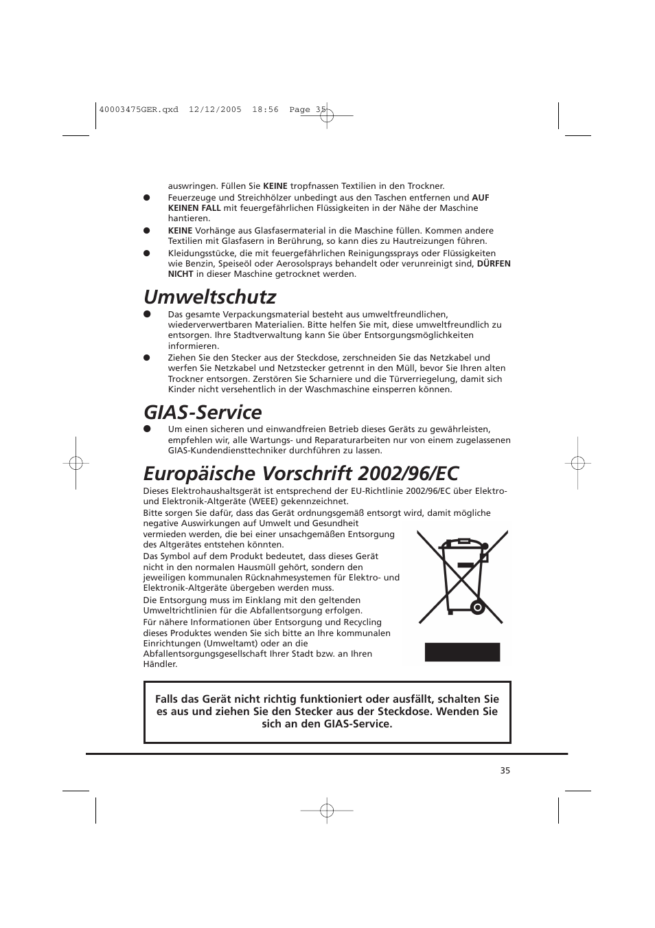 Umweltschutz, Gias-service | Candy AB CV1 16- SY User Manual | Page 35 / 152