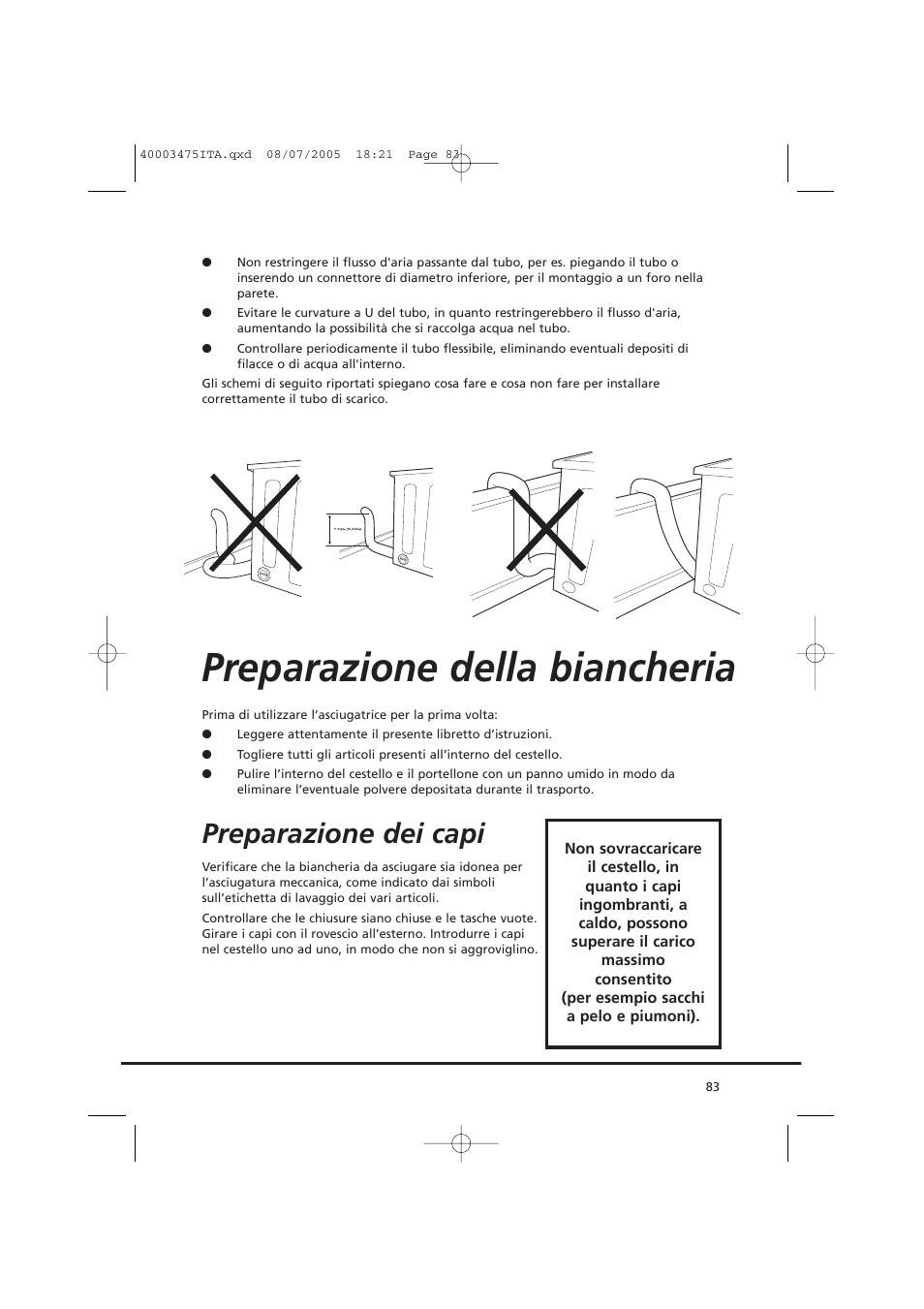 Preparazione della biancheria, Preparazione dei capi | Candy AB CV1 16- SY User Manual | Page 83 / 152