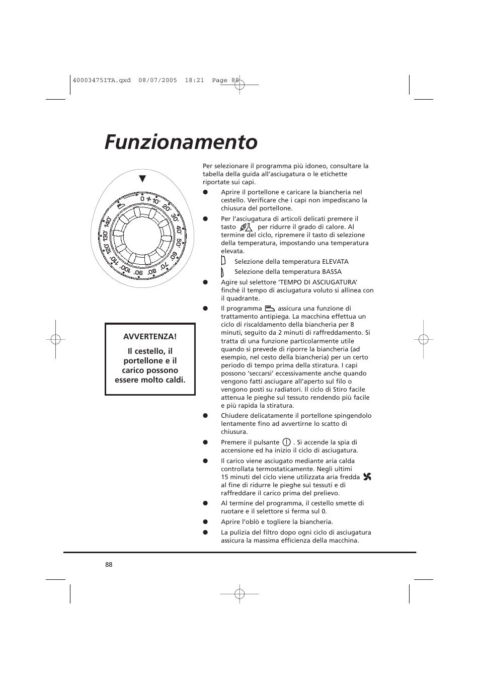 Funzionamento | Candy AB CV1 16- SY User Manual | Page 88 / 152