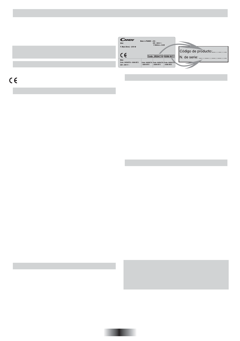 Instrucciones generales, Declaración de conformidad, Información sobre seguridad | Recomendaciones, Instalación, Conexión eléctrica | Candy FO 2D 966 X User Manual | Page 16 / 51