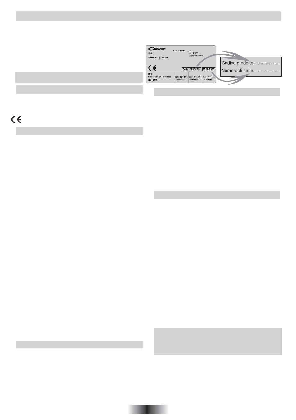 Avvertenze generali, Dichiarazione di conformita, Informazioni sulla sicurezza | Raccomandazioni, Installazione, Collegamento elettrico | Candy FO 2D 966 X User Manual | Page 2 / 51